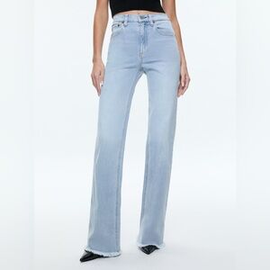 Alice + Olivia Bodie Highrise Bootcut Raw Hem Stretch Jeans Leona Light Blue 29